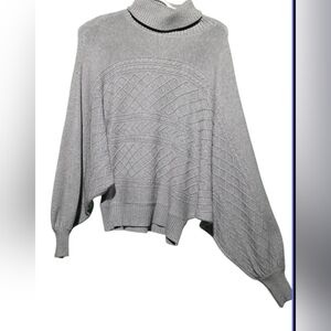 Anthropologie Oliver.O Gray Cable Knit Women's Sweater EUC Medium PTP 25